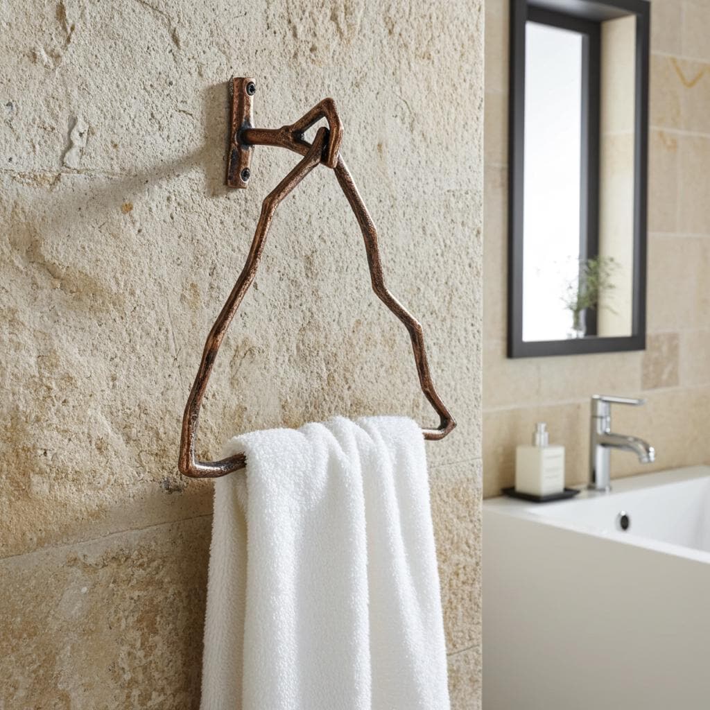 Triangle Towel Ring – Aged Copper Wall Mounted Bathroom Hand Towel Holder