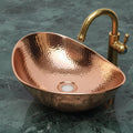 Handmade Hammered Copper Vessel Sink: Oval Bathroom Vanity Bowl