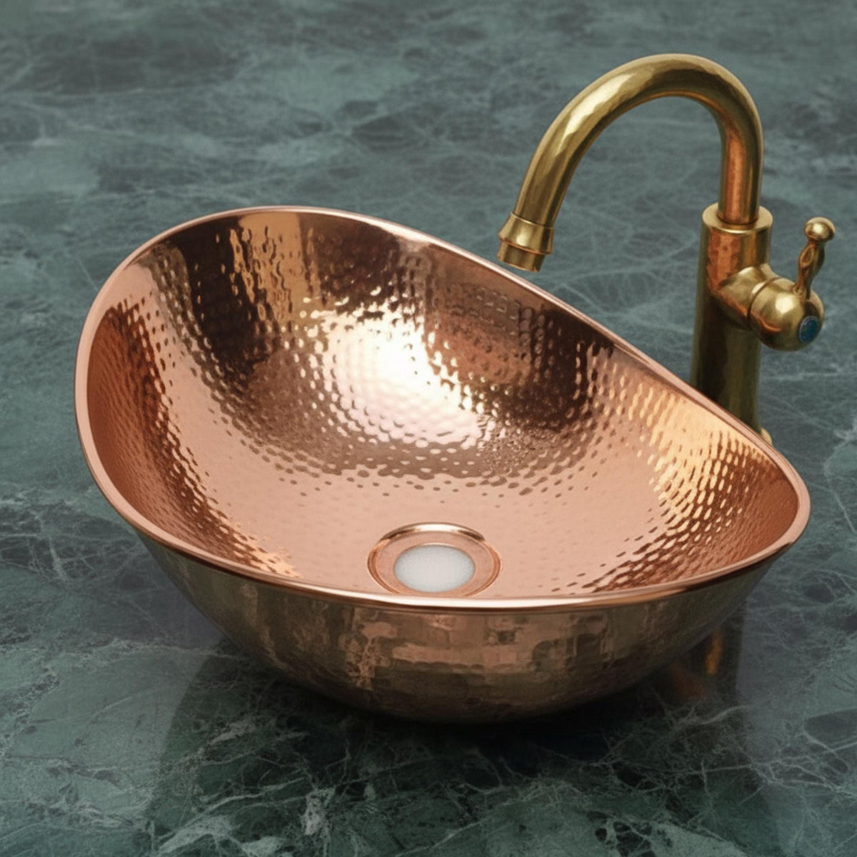 Handmade Hammered Copper Vessel Sink: Oval Bathroom Vanity Bowl