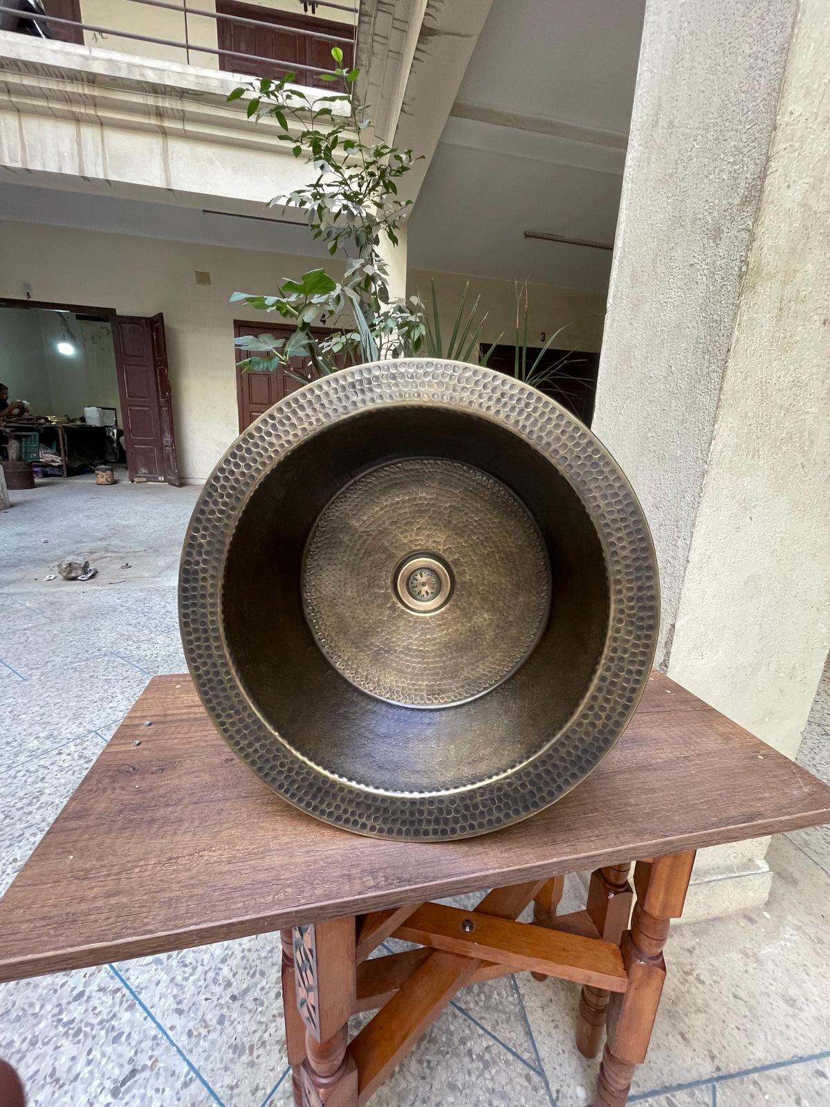 Handcrafted Round Brass Bar Sink with Bronze Finish