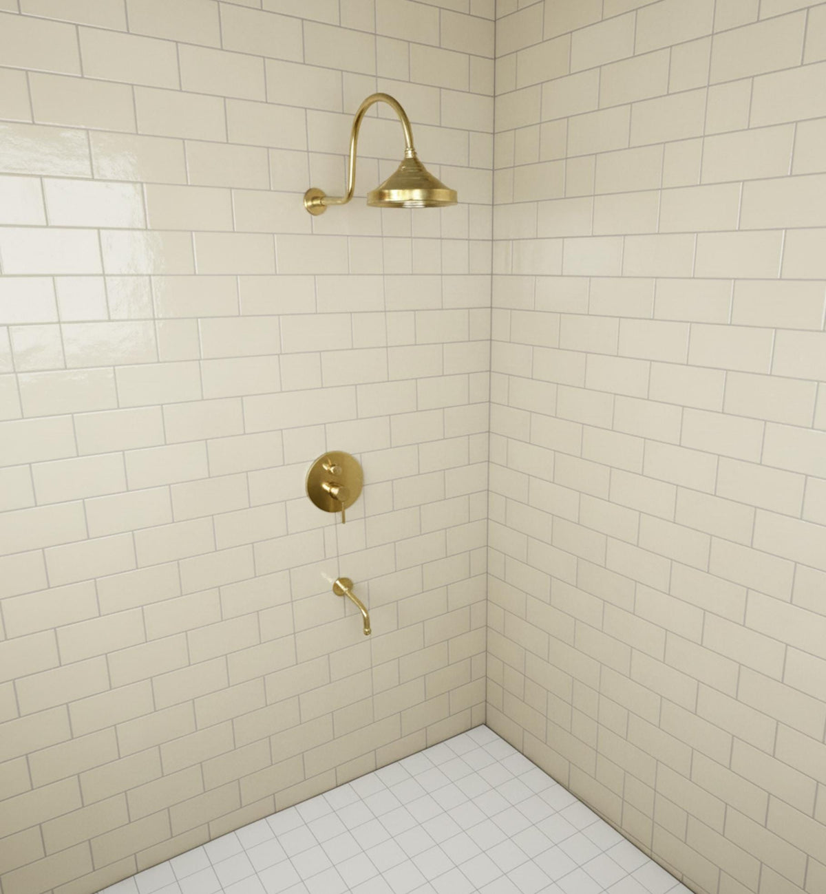 Solid Brass Shower System, Handmade Vintage Brass Shower Set, Wall Mount Shower Head & Mixer, Luxury Bathroom Fixture, M