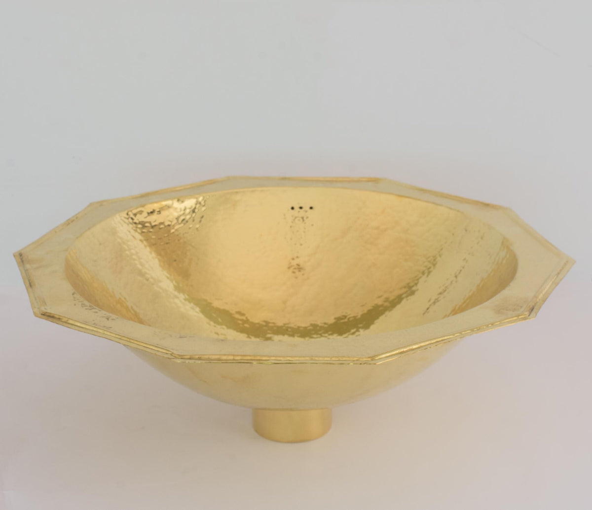 Decagon Solid Brass Hammered Sink, Kitchen Bar Sink, Drop-in Bathroom Sink