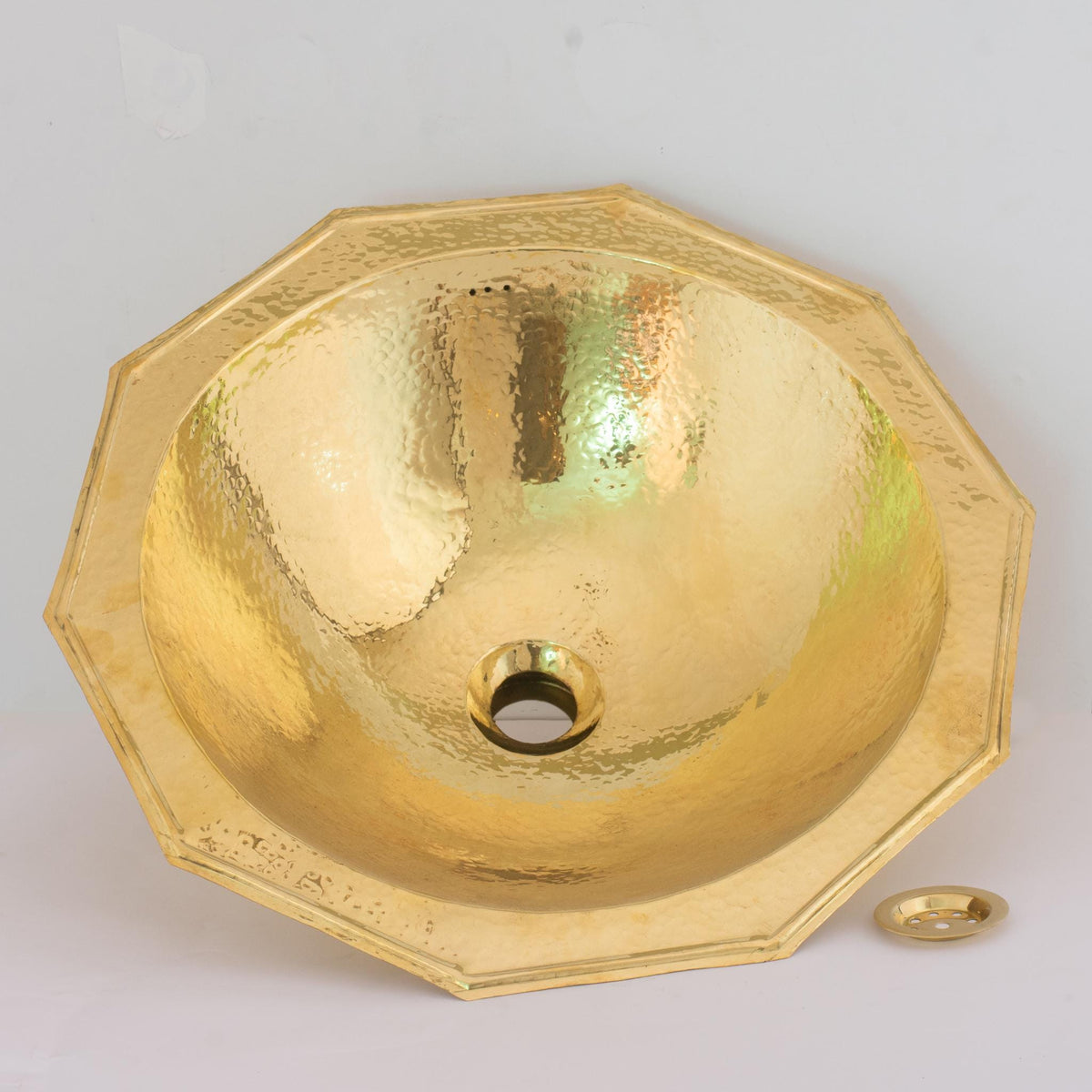 Decagon Solid Brass Hammered Sink, Kitchen Bar Sink, Drop-in Bathroom Sink