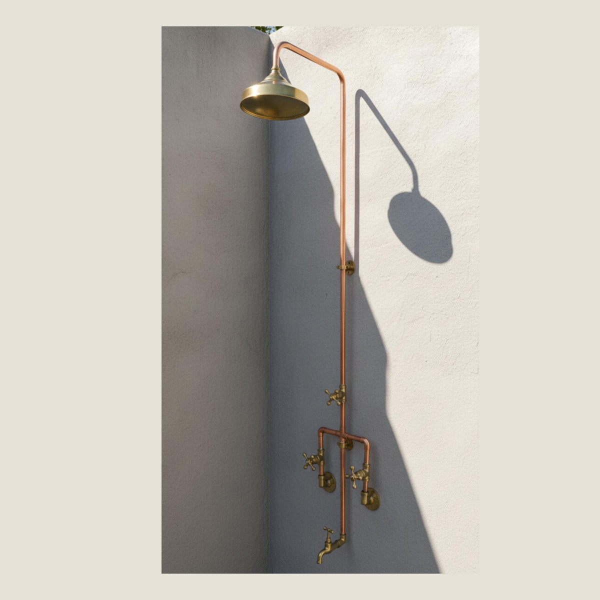 Solid Copper Outdoor Shower System, Exposed Copper Shower System with Tap