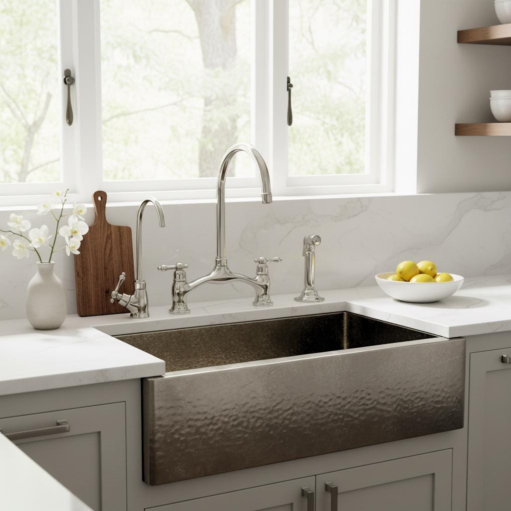 Polished Nickel Kitchen Bridge Faucet with Drinking Water Tap
