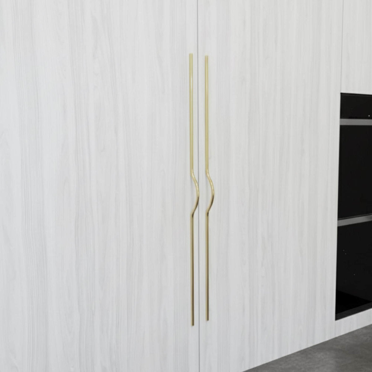 Modern Gold Drawer Pull, Curved Brass Arch Cabinet Handle