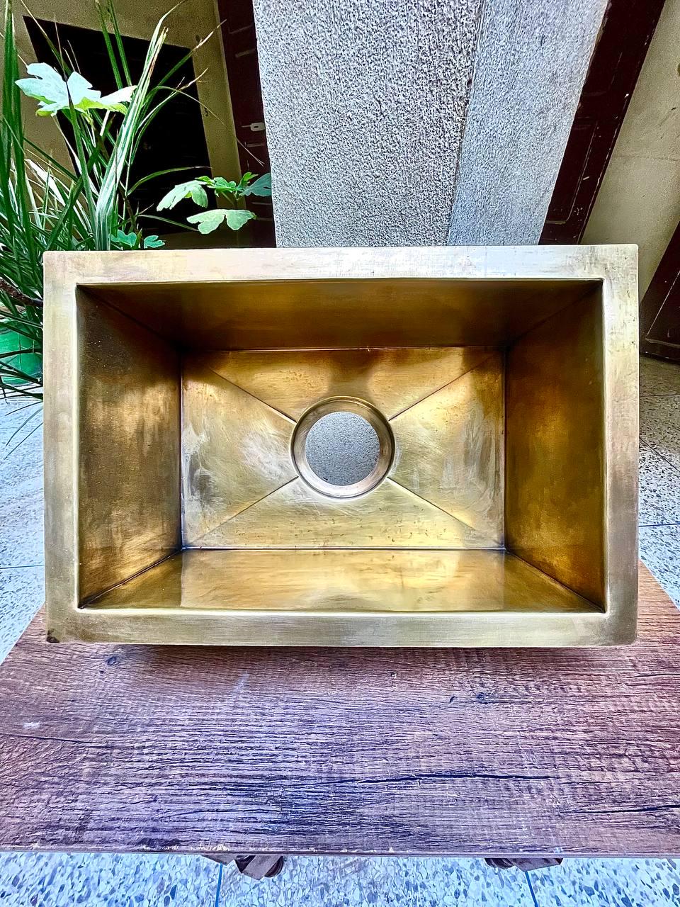 Solid Unlacquered Brass Undermount Hammered Sink, Kitchen Bar Sink, Island Sink, Outdoor Sink