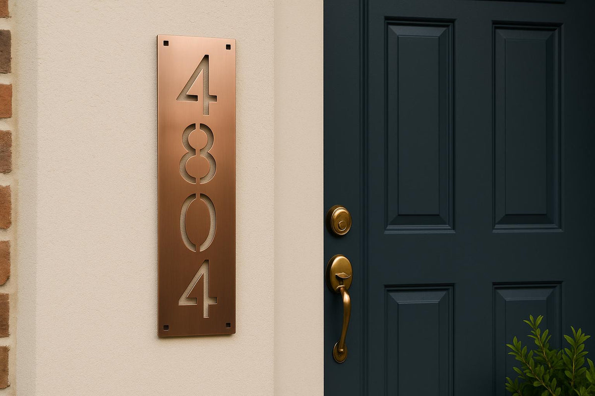 Personalized Real Copper Vertical House number signs