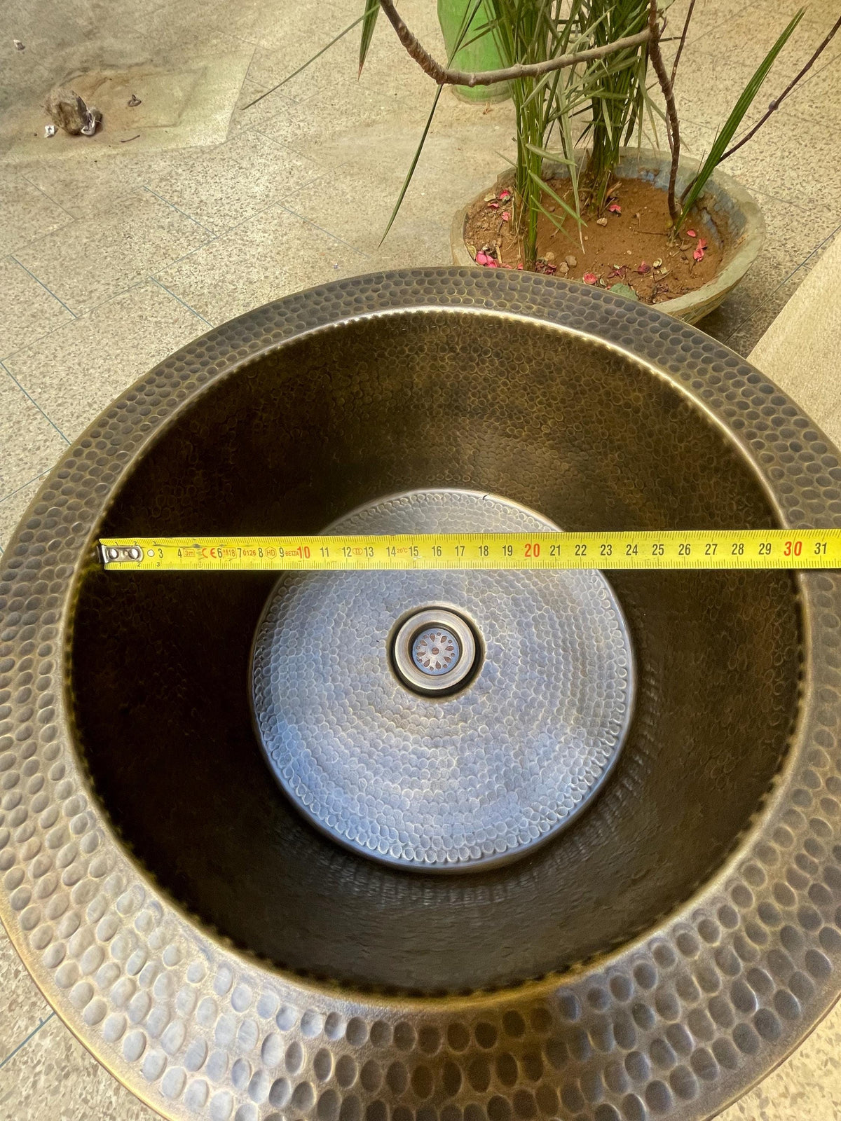 Handcrafted Round Brass Bar Sink with Bronze Finish - Drain Basket - Perfect for Wet Areas - Small Kitchen Islands.