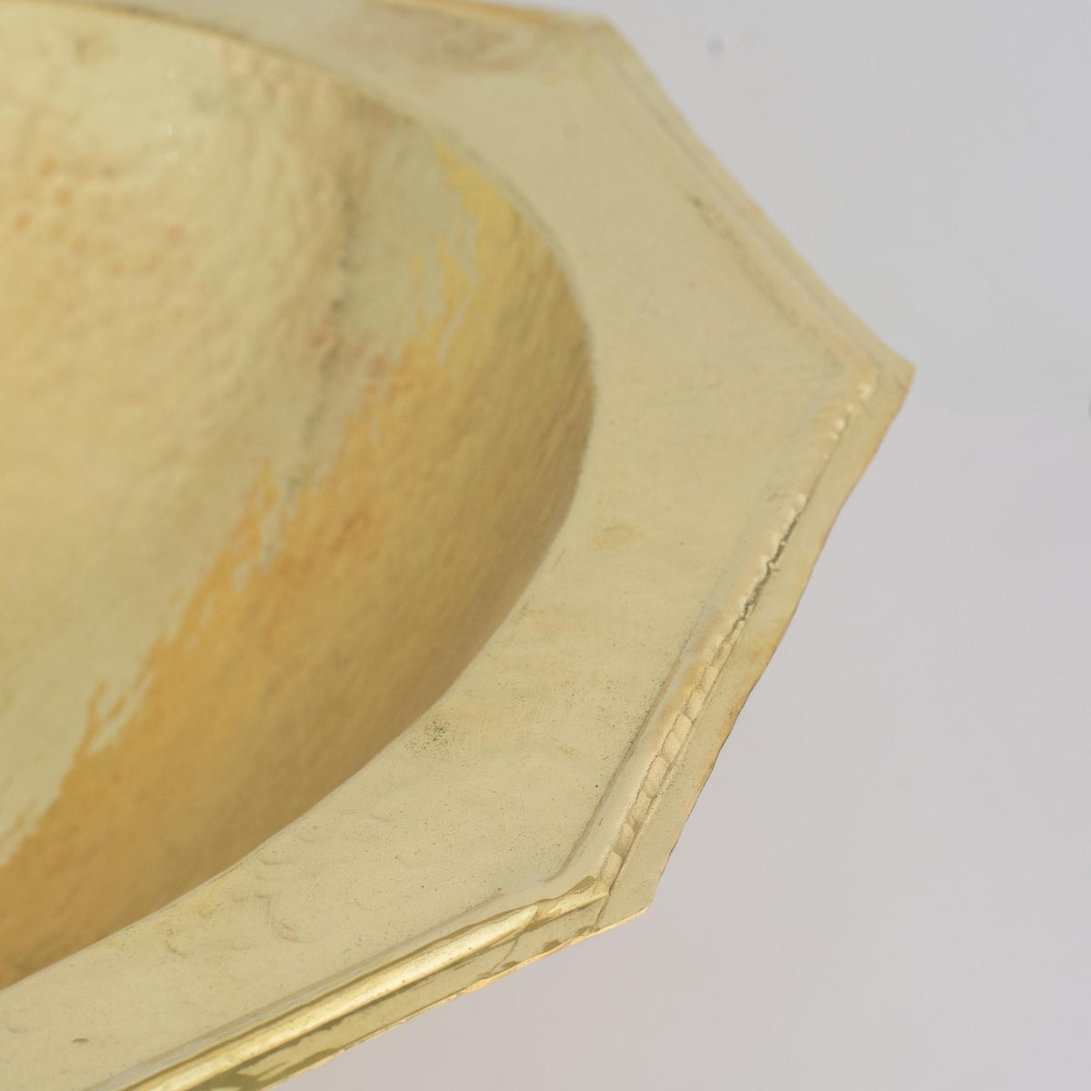 Decagon Solid Brass Hammered Sink, Kitchen Bar Sink, Drop-in Bathroom Sink