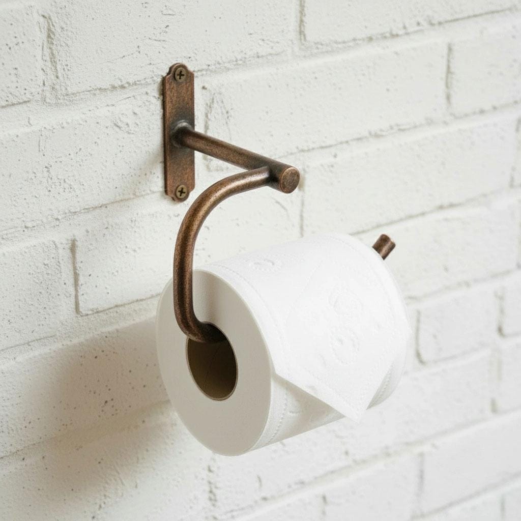 Aged Copper Toilet Paper Holder – Handamde Wall Mounted Bathroom Tissue Roll Holder, Vintage Rustic Hardware