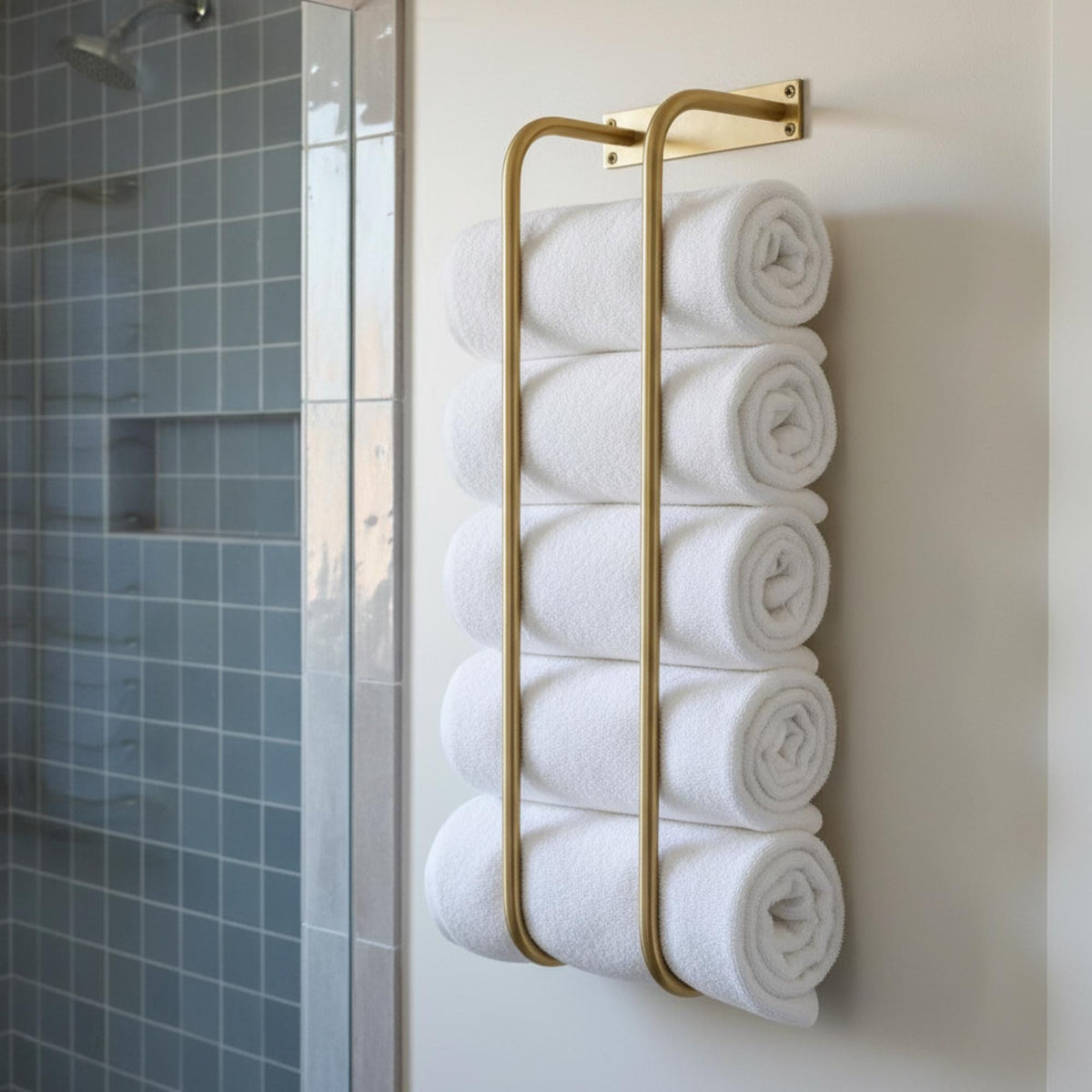 Solid Brass Towel Rack, Bathroom Towel Storage, Wall Mounted Towel Organizer
