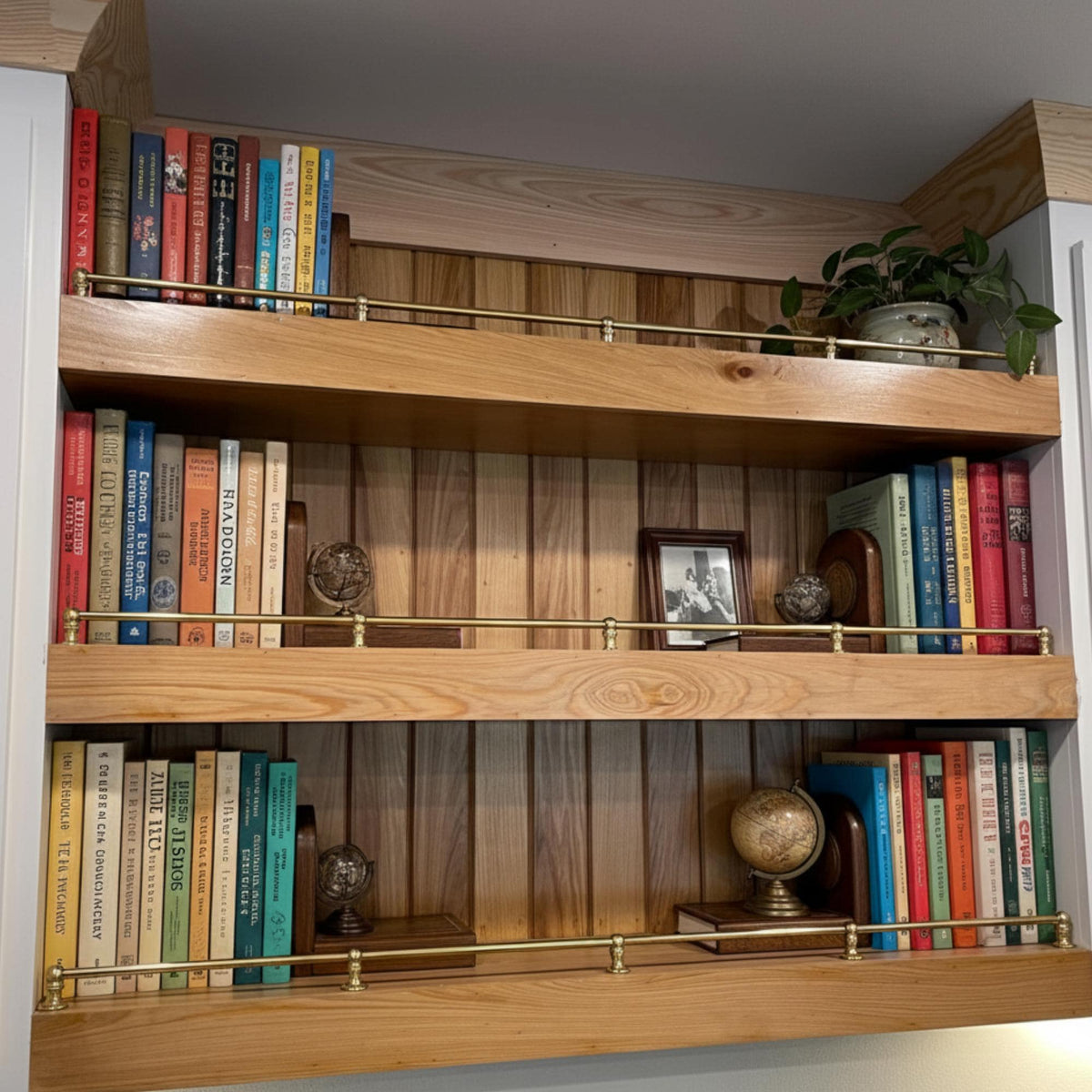 Unlacquered Solid Brass Gallery Rail, Vintage Fiddle Rail for Kitchen & Bookcase Shelves