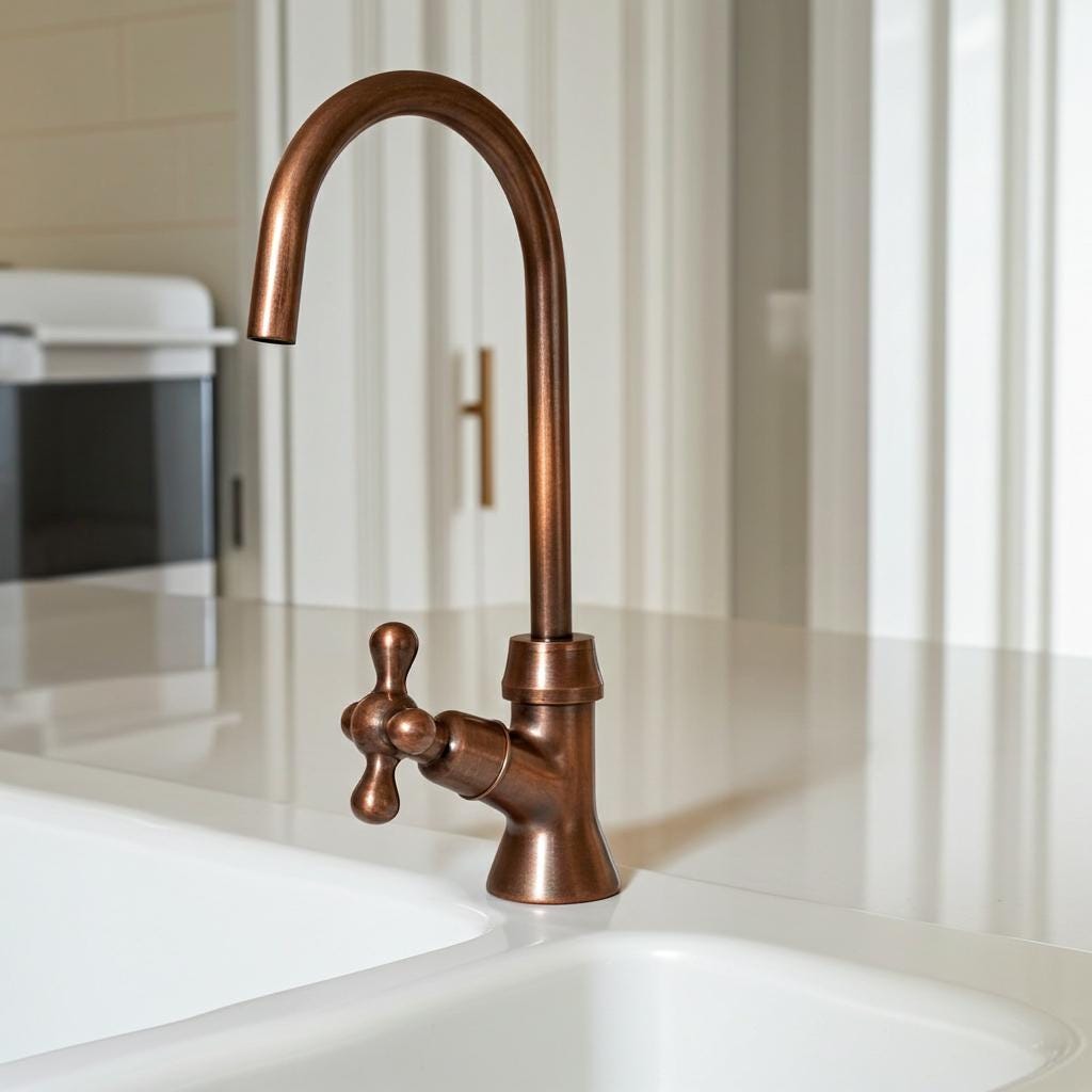 Aged Copper Drinking Water Faucet – Kitchen Counter Cold Water Dispenser, Filter Tap for Bar, Prep Sink