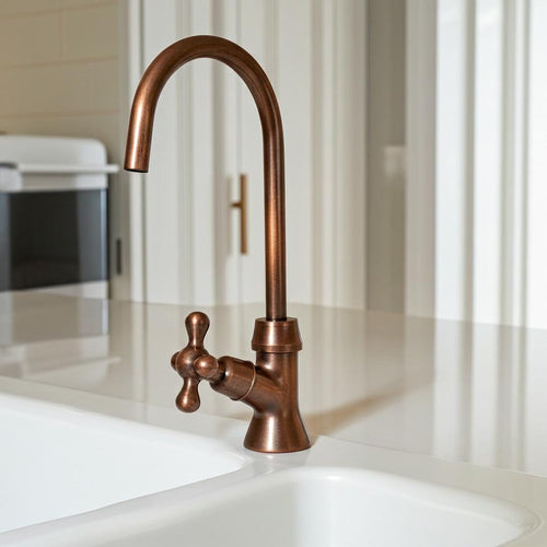 Aged Copper Drinking Water Faucet – Kitchen Counter Cold Water Dispenser, Filter Tap for Bar, Prep Sink
