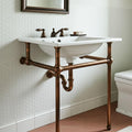 Rustic Aged Copper Sink Stand – Bronze Bathroom Console Frame for Wall Mounted or Vessel Basins