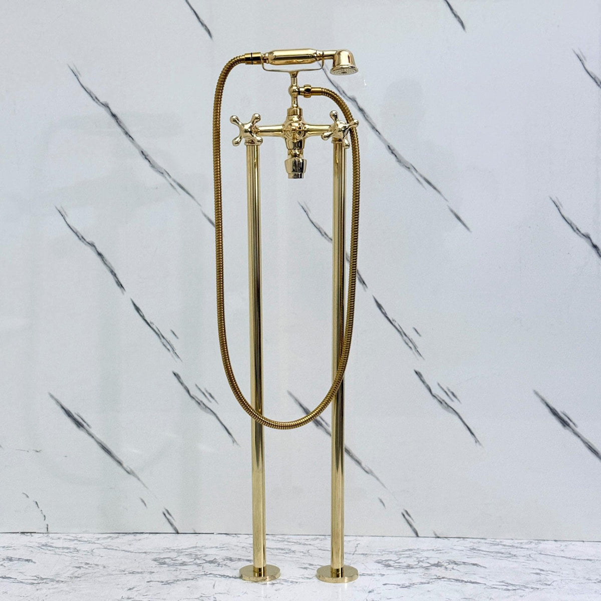 Unlacquered Brass Freestanding Bathtub Faucet
