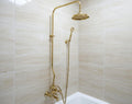 Unlacquered Brass Shower System, Rainfall Head, Handheld Shower