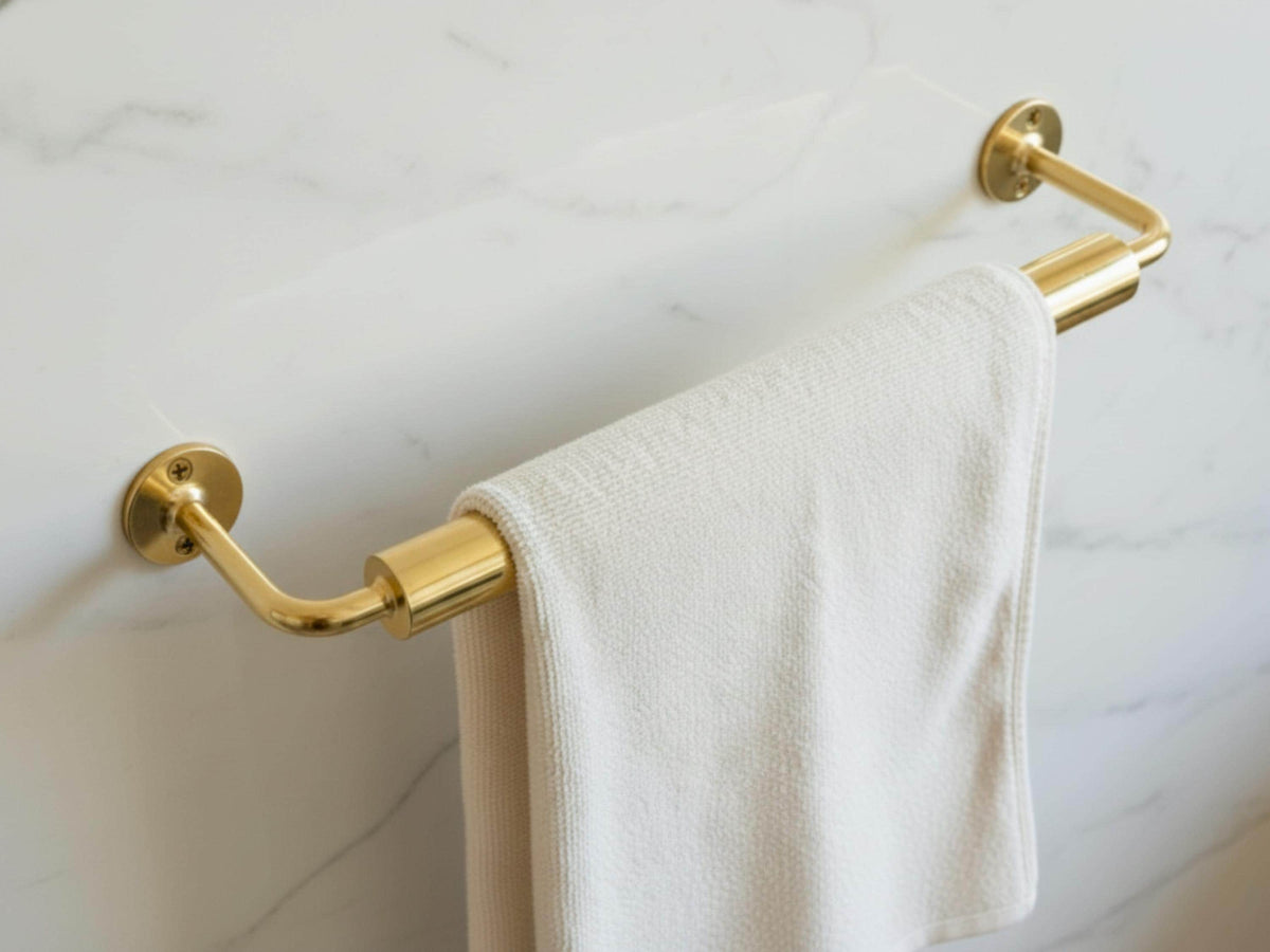 Solid Brass Towel Bar, Vintage Bathroom Towel Holder, Handmade Towel Rod