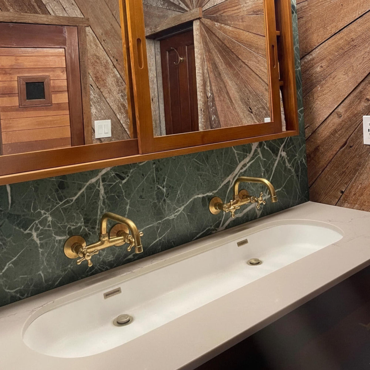 Handmade Unlacquered Brass Wall Mount Faucet – Classic Cross Handle Design