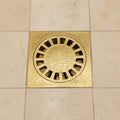 Unlacquered Brass Hammered bathroom Drain with Removable Cover