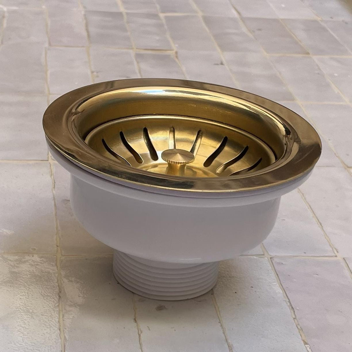 Gold Brass Kitchen Sink Strainer, Drain Basket, Modern Brass Drain Filter, Anti-Clog Sink Strainer, Moroccan Brass Hardw