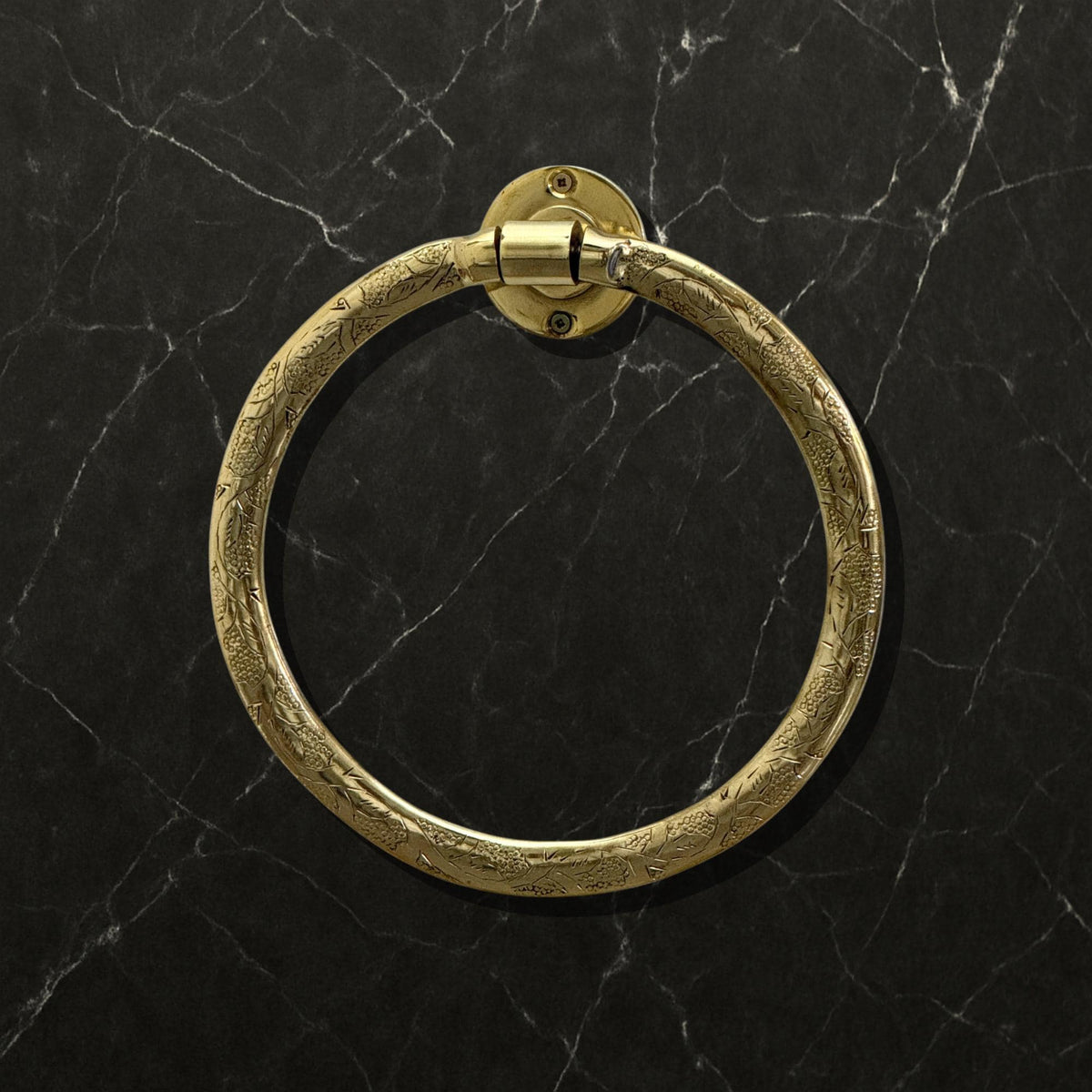 Unlacquered Brass Engraved Towel Holder