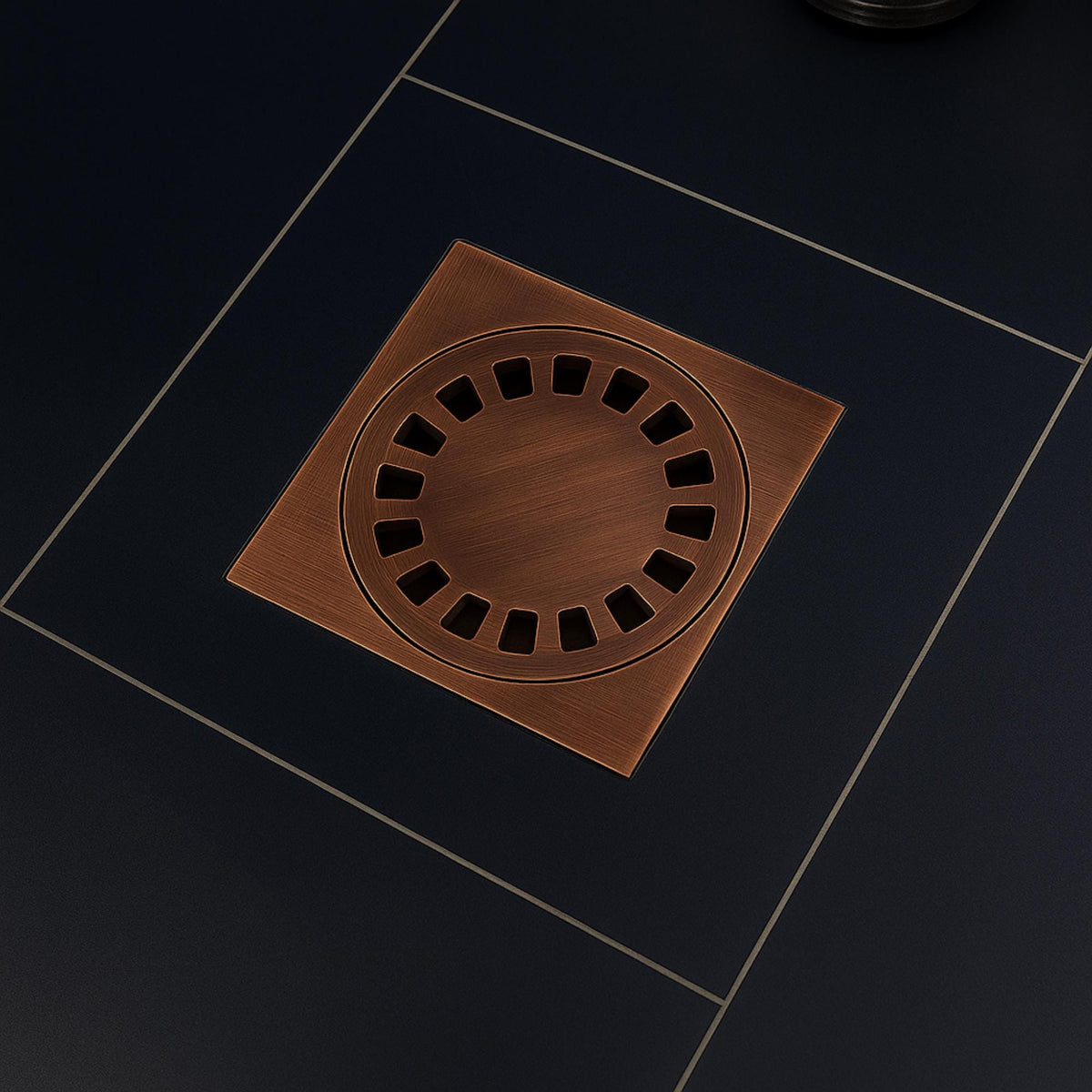Antique Copper Shower Drain with Removable Cover
