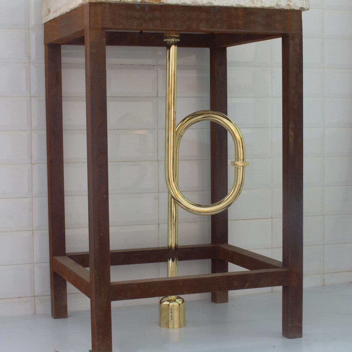 Unlacquered Brass Floor-Mounted S-Trap With Flange Pipe, Bottle Trap Exit Pipe, Sink Sewer Pipe Drain Tube