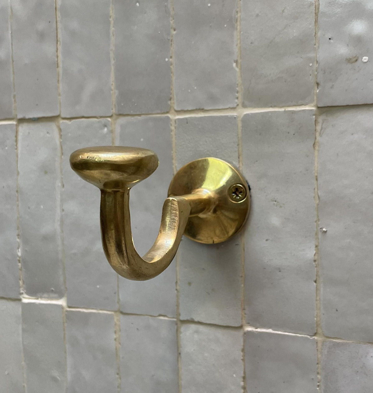 Unlacquered Brass Wall Hook – Handmade Solid Brass Towel or Robe Hook, Vintage Bathroom Hook, Rustic Brass Wall Hanger