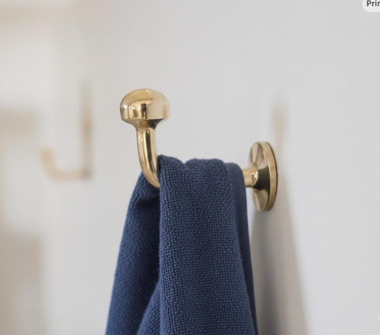 Unlacquered Solid Brass Wall Hooks, Brass Towel Hook