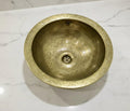 Handcrafted Brass Bathroom Sink – Custom Round Vessel Sink, Drop-In Bronze Finish, Engraved Mid-Century Style