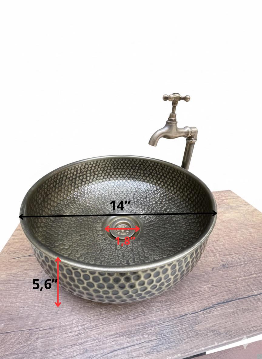 Round Sink – Moroccan Sink in Hand-engraved Hammered Brass