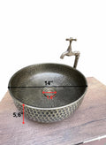lavabo rond, Évier marocain en laiton gravé à la main martelé,patine, motif fait à la main