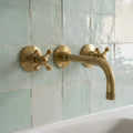 Vintage Brass Wall Mounted Faucet, Handmade Bathroom Sink Tap, Rustic Brass Mixer, Moroccan Style Faucet, Antique Gold B