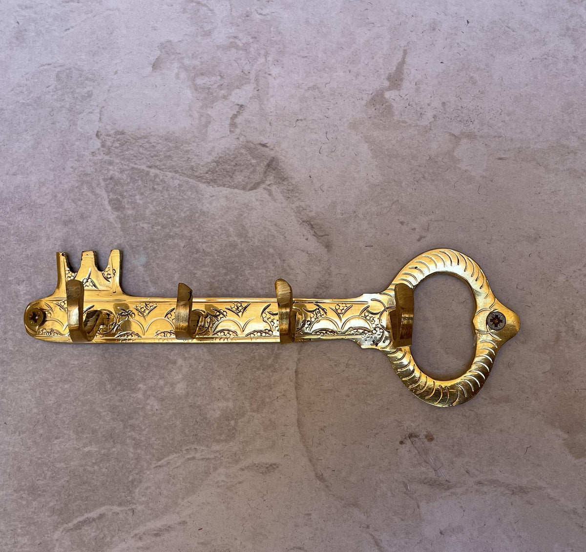Handmade Unlacquered Brass Key Holder