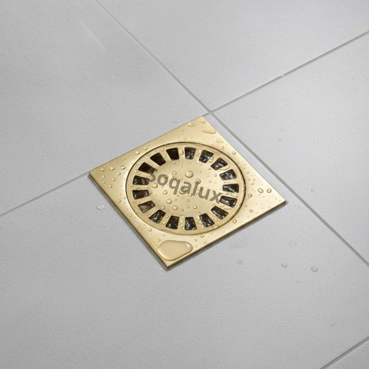 Unlacquered Brass Square Shower Floor Drain, Vintage Drain Cover