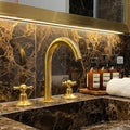 Handmade Unlacquered Brass Bathroom Faucet - Moroccan 8" Widespread Mixer