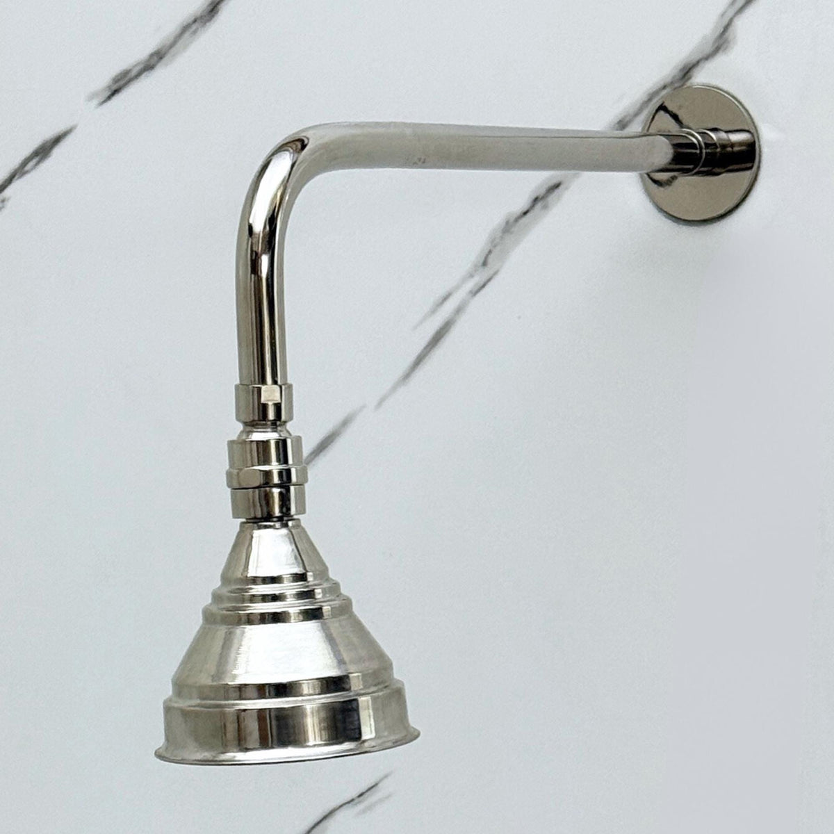 Polished Nickel Rain Shower Head with Straight Arm