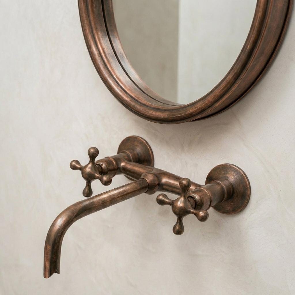 Aged Copper Wall Mount Bathroom Faucet – Vintage Oil Rubbed Bronze Wall Mount Bathroom Faucet