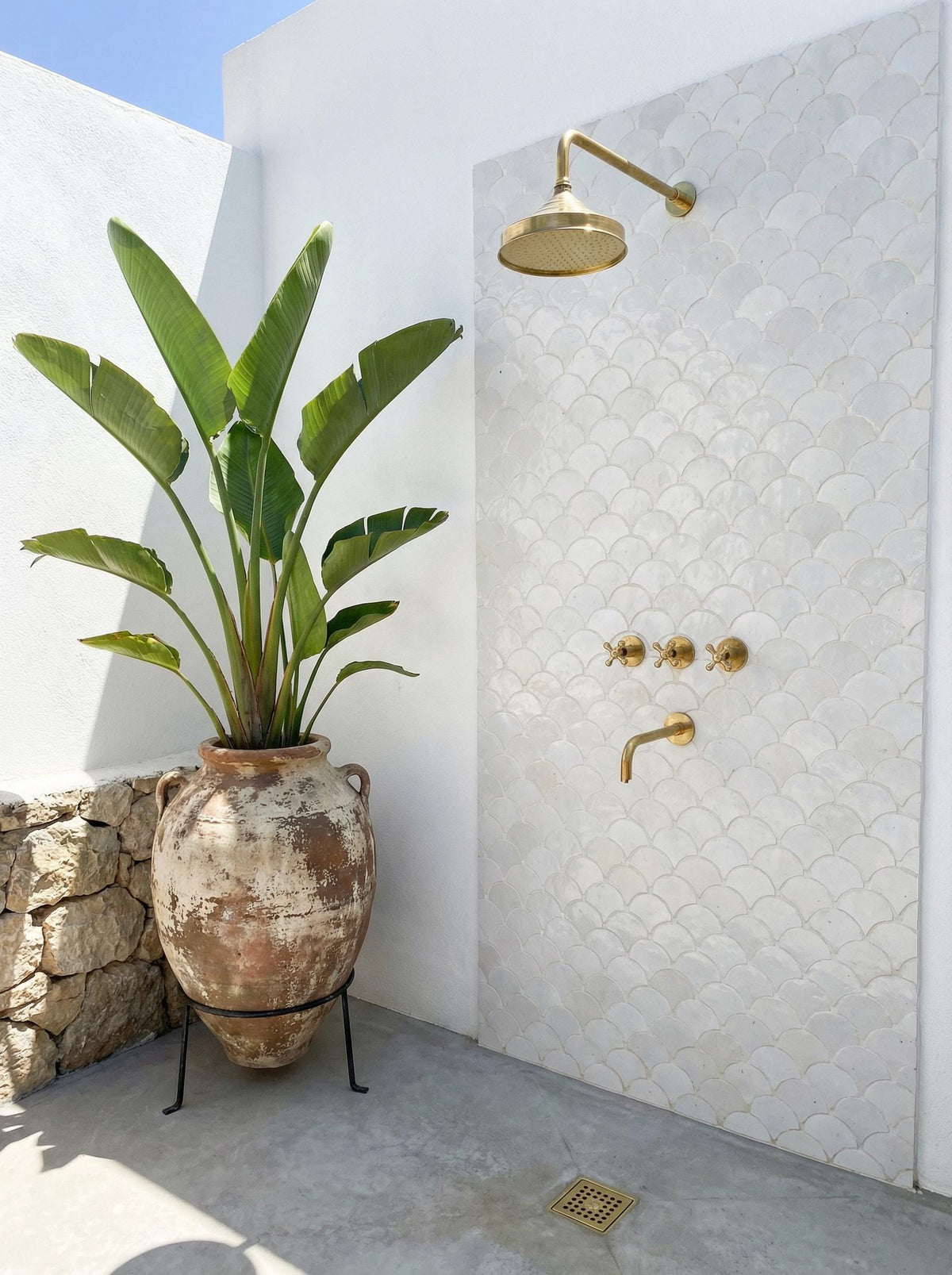 Handmade Brass Shower Head, Unlacquered Brass Rain Shower, Moroccan Wall Mount Shower Fixture, Vintage Bathroom Hardware