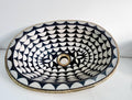 Moroccan Resin & Bone Inlay Drop-In Bathroom Sink, Handmade Brass Basin, Vintage Boho Vanity Sink for Elegant Home Decor