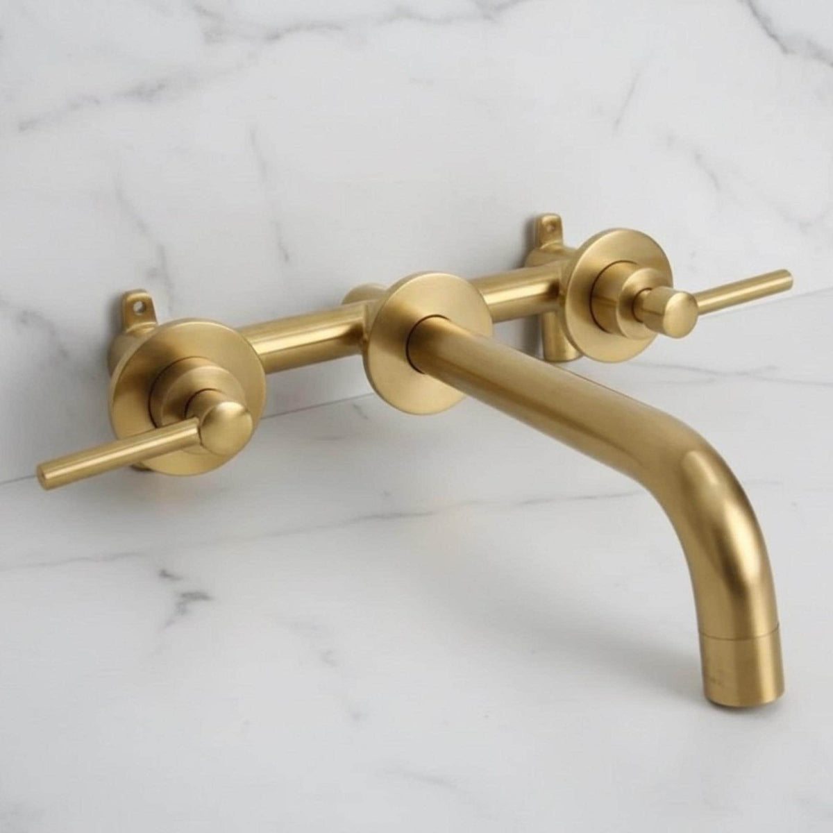 Unlacquered Solid Brass Wall Mounted Bathroom Vessel Sink Faucet, Antique Basin Vanity Faucet