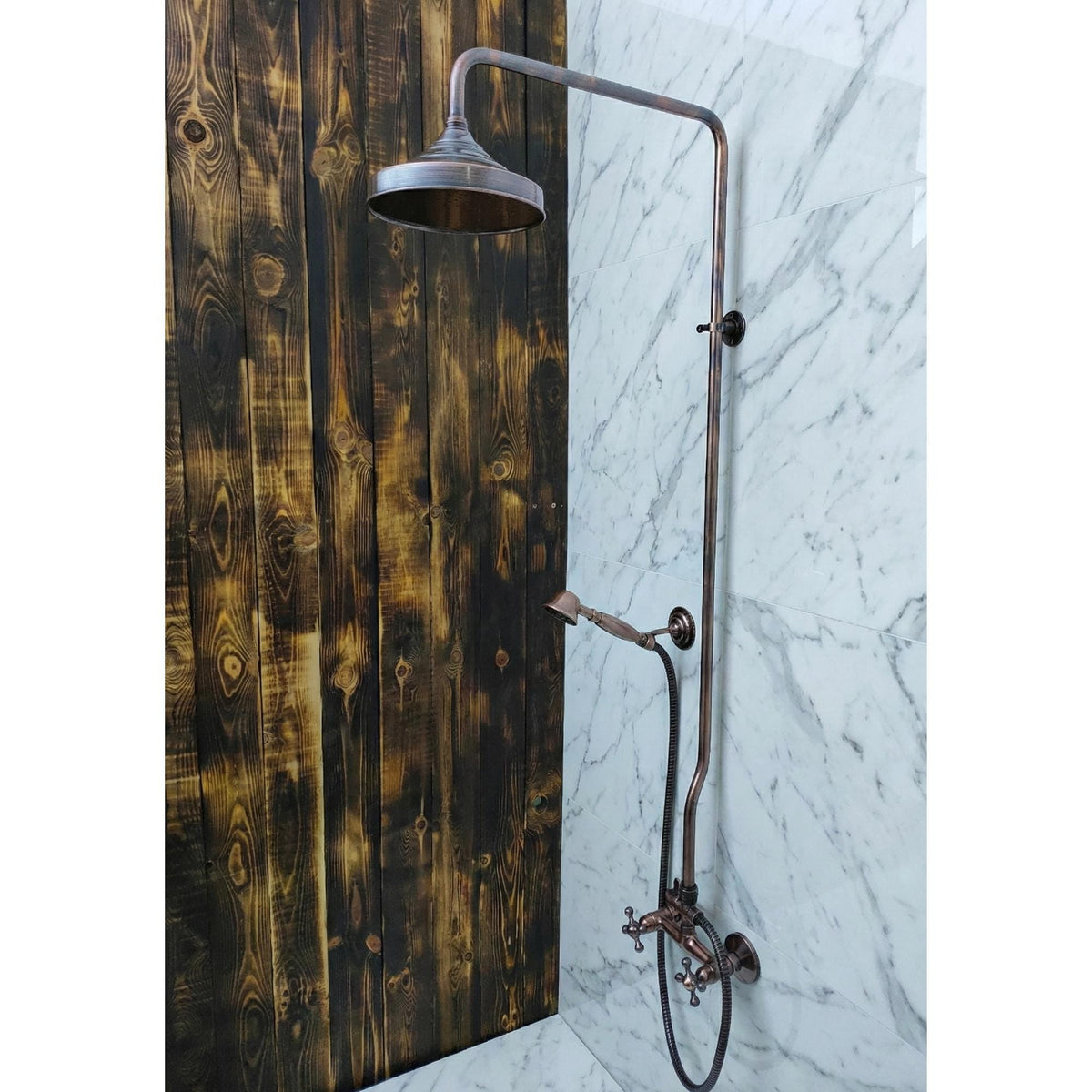 Uncoated Brass Exposed Shower And Tub System Combo With Handheld
