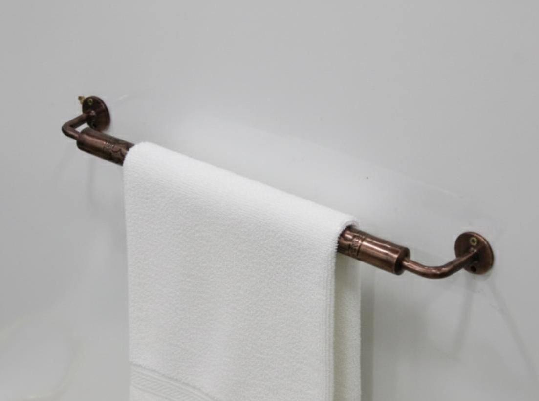 Handcrafted Engraved Solid Copper Bathroom Towel Bar, Hand towel holder