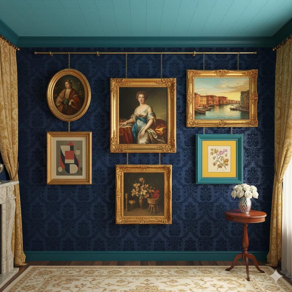 Vintage Unlacquered Brass Picture Rail System