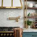 Unlacquered Brass Pot Filler Faucet, Solid Brass Kitchen Wall Mount Faucet, Handmade Moroccan Pot Filler, Vintage Brass 
