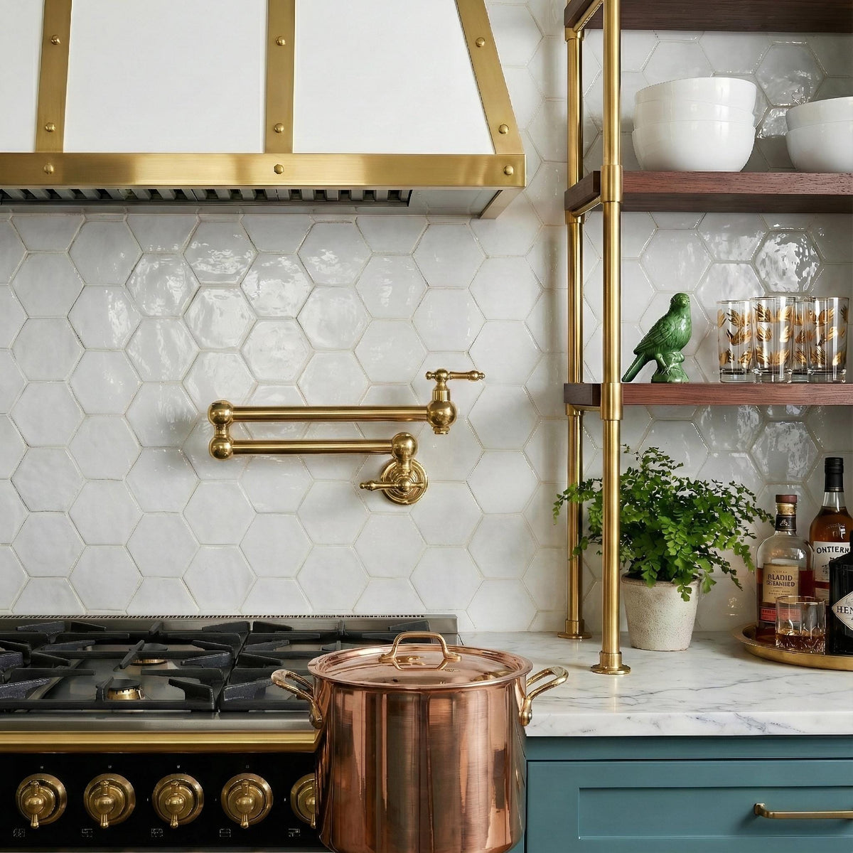 Unlacquered Brass Pot Filler Faucet, Solid Brass Kitchen Wall Mount Faucet, Handmade Moroccan Pot Filler, Vintage Brass 