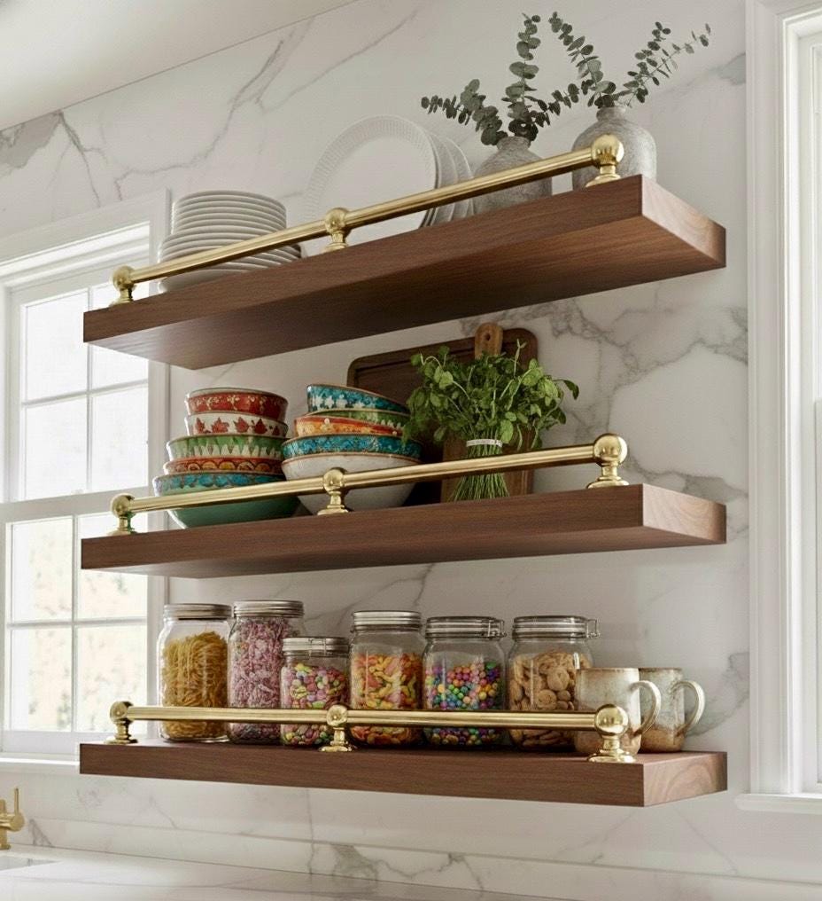 Unlacquered Solid Brass Gallery Rail – Vintage Shelf Guard Hardware for Wooden Shelves