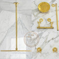 Solid Brass Shower Head and Arm Set - Unlacquered Round Rainfall Fixture for Bathroom